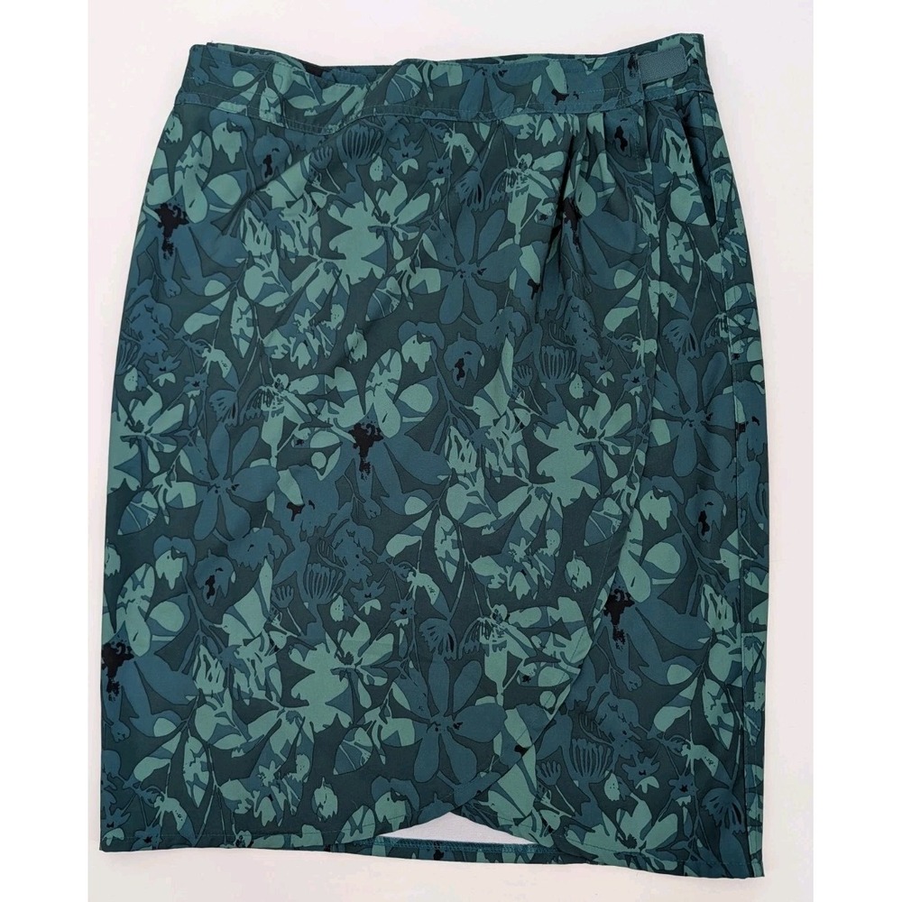 RipSkirt Hawaii Wrap Skirt Size L Green Florals Long Length 2 Surfer Vacation